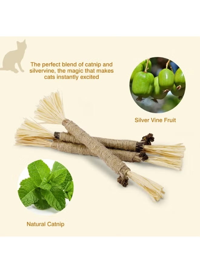 4 Pack Silvervine Sticks for Cats - Cat Chew Toy for Teeth Cleaning, Edible Matatabi Kitty Chew Sticks, Catnip Cat Toys for Indoor Cats (4 Sticks) - Image 4